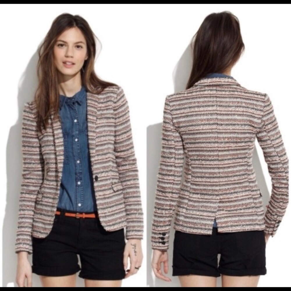 Madewell Tweed Striped Blazer in Size 0